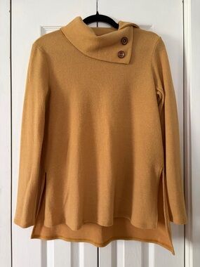Style Rack Mustard Button-Detail Turtleneck Sweater